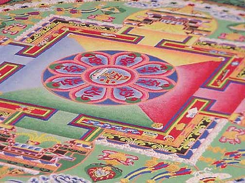 Tibetan sand mandala (click to enlarge). Navajo sand painting